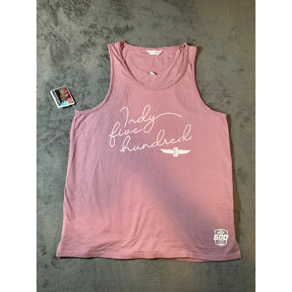 Camp David Indy 500 Womens Tank Top Medium Orchid Pink Graphic Racing NWT